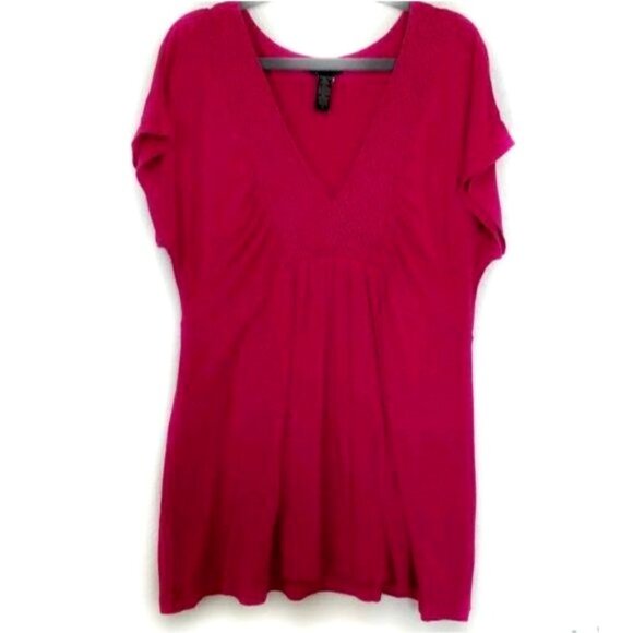 Banana Republic Womens Stretch V-Neck red Tunic Top detail along collar casual - Picture 5 of 5